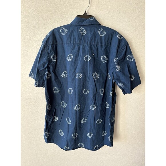 Baseballism Men’s Short Sleeve Button Down Shirt Blue White Glove Graphic Medium - Picture 3 of 4